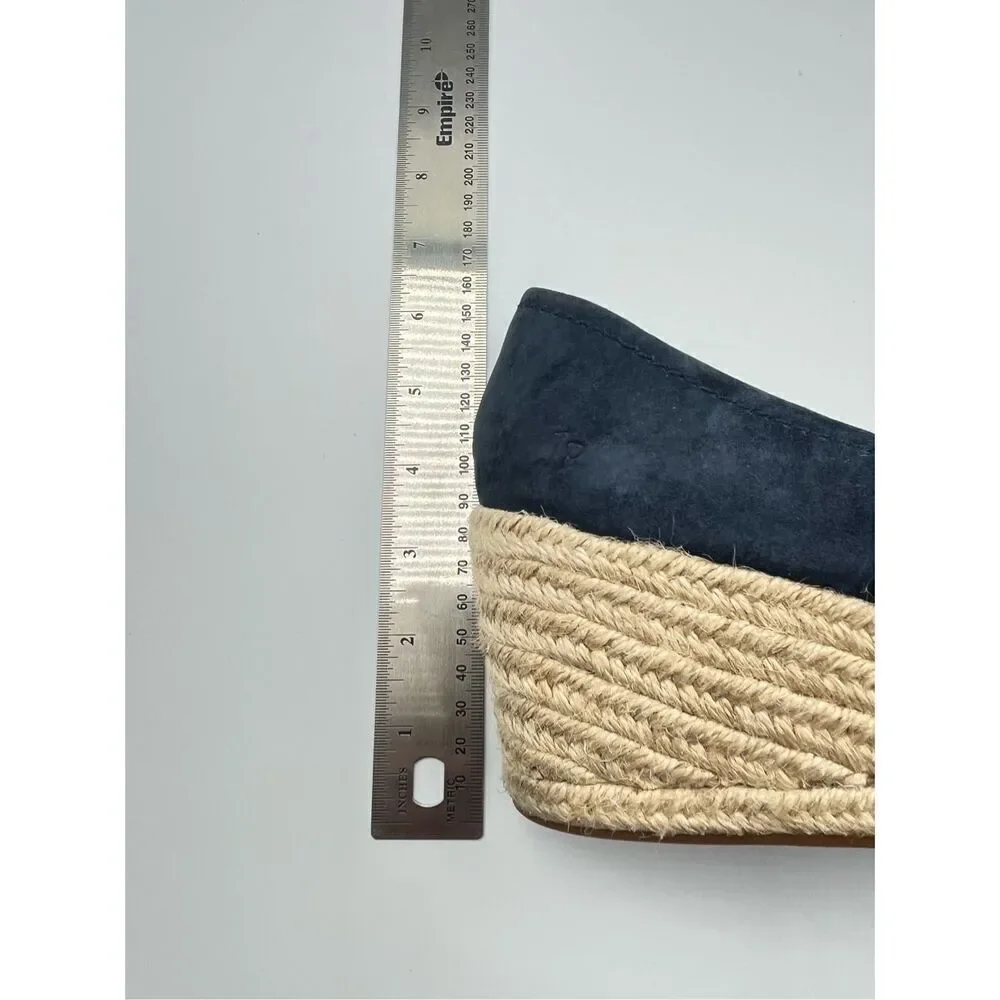 Jack Rogers Preppy Palmer Wedges Espadrille Suede Midnight Blue Gold size US 10